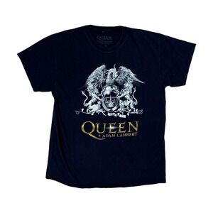Queen Graphic T-Shirt Mens Large Black Excellent Rhapsody Tour 2019 Band Tee